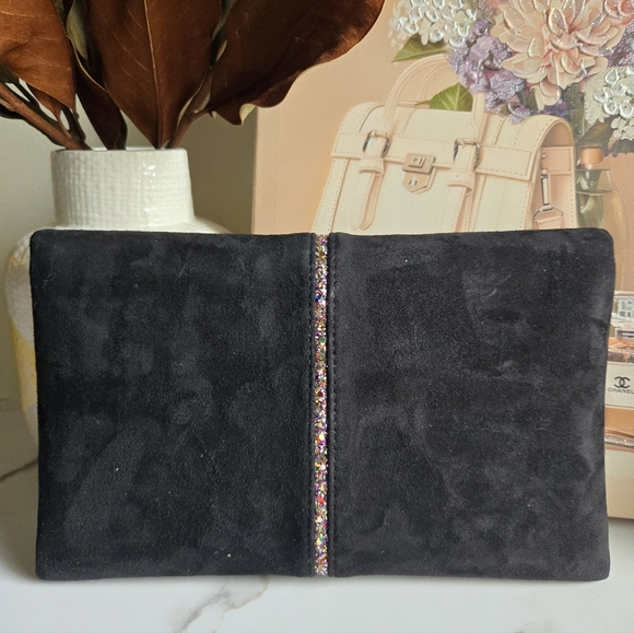 Henri Bendel Suede Flap Clutch GUC - Picture 3 of 13